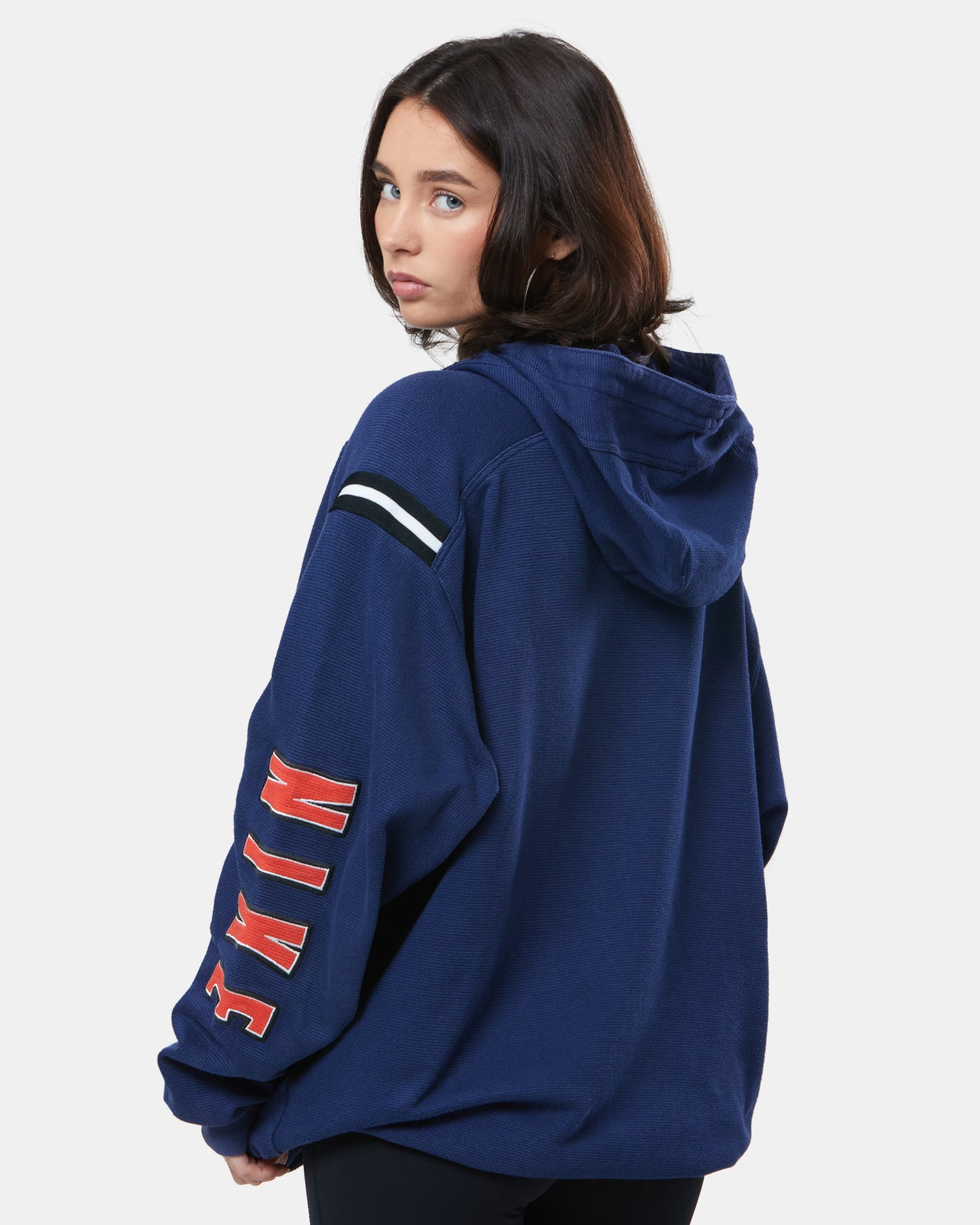 Nike Navy Spell Out Zip Hoodie