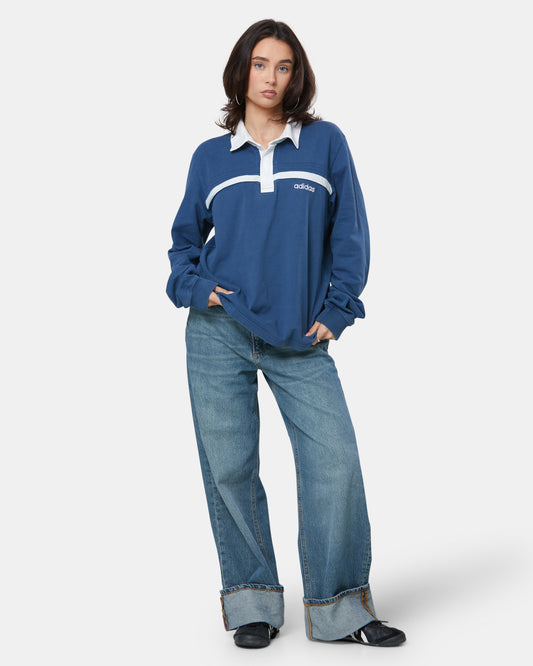 Adidas Blue and White Long Sleeve