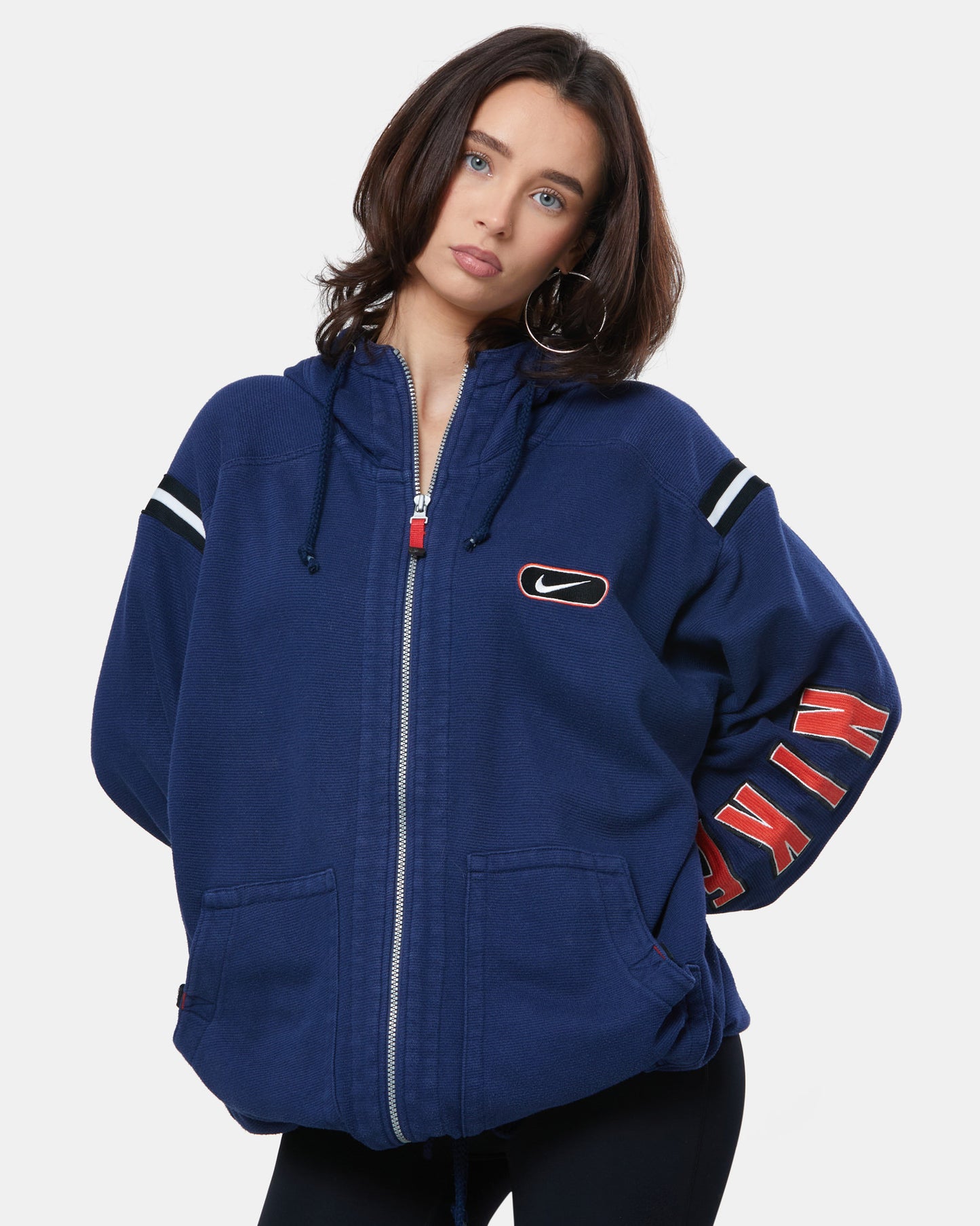 Nike Navy Spell Out Zip Hoodie
