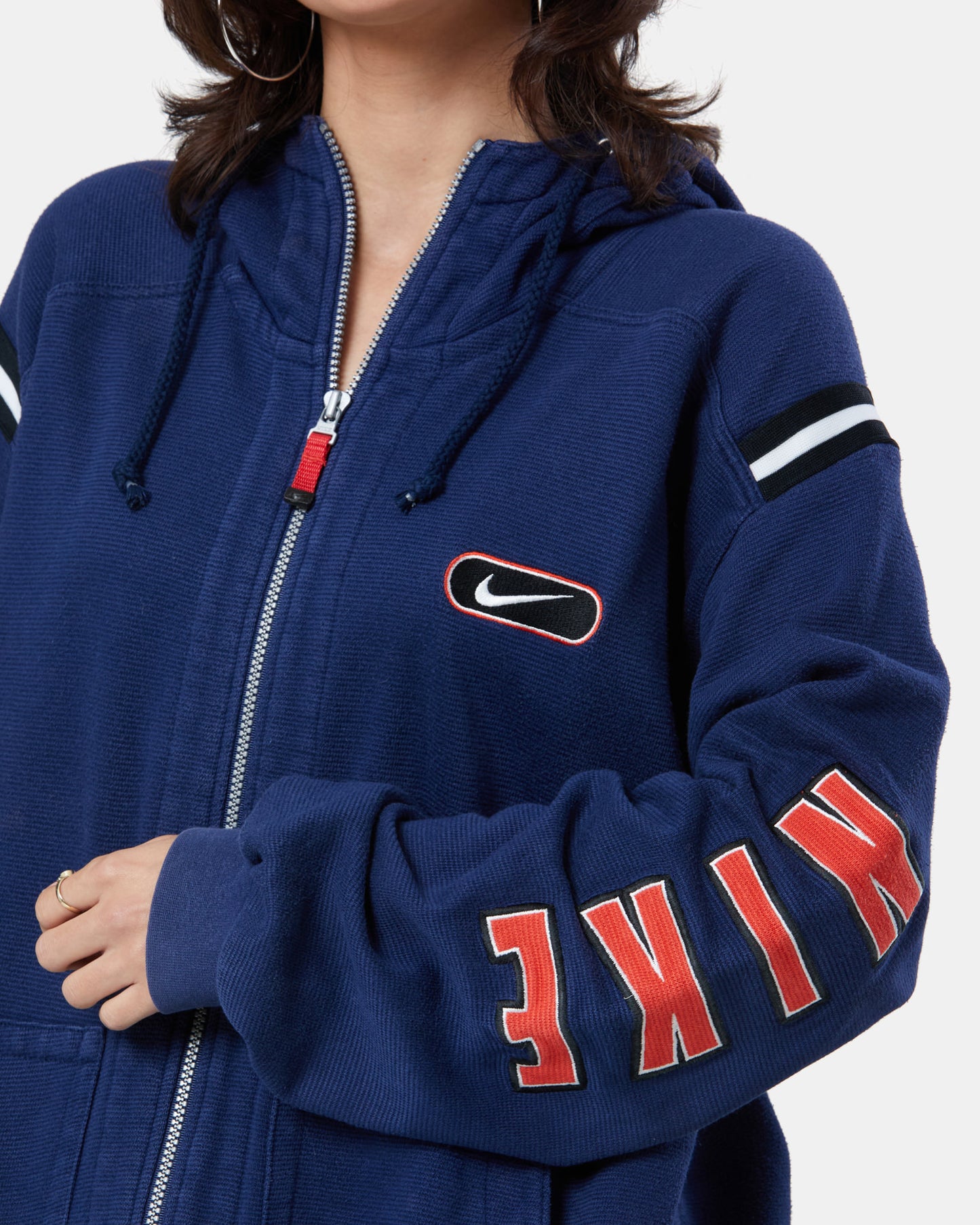 Nike Navy Spell Out Zip Hoodie